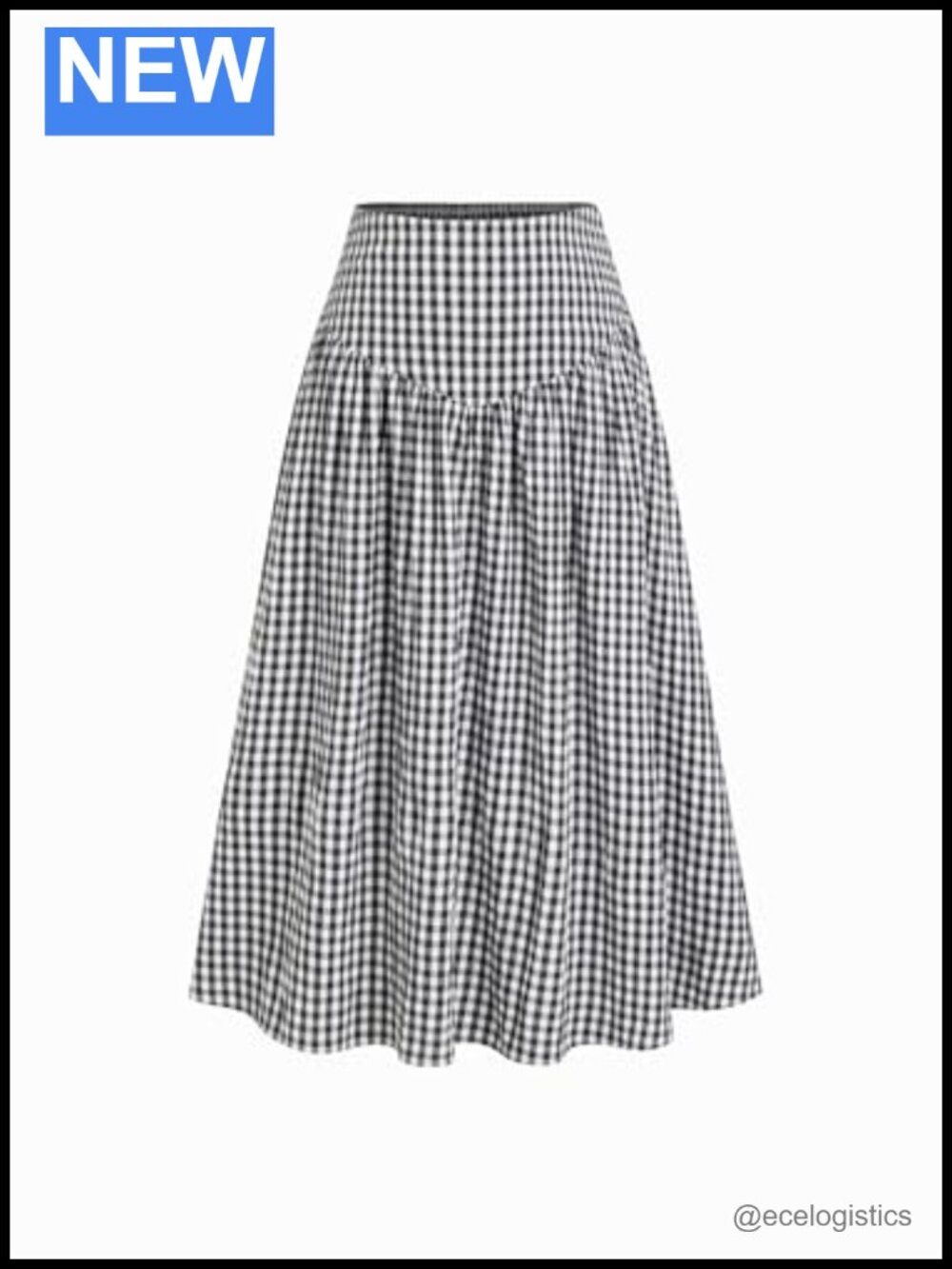 Women's High Waist A-Line Plaid Midi Skirt Flowy Summer